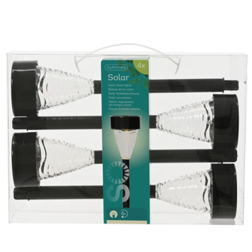 Solar LED tuinfakkels set van 4 stuks zwart 27,5cm hoog