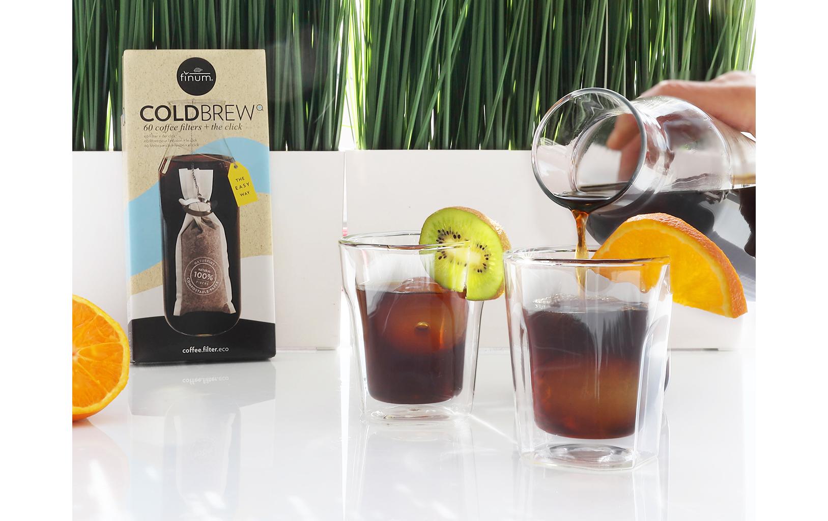 Kaffeefilter Coldbrew 60 StückKompostierbarer Kaffeefilter mit Click Halterung