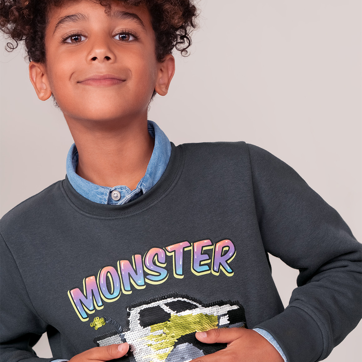 Topolino Jungen Sweatshirt mit Wendepailletten dunkelgrau