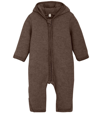 Huttelihut Overall - Wollfleece - Brown Melange m. Ohren