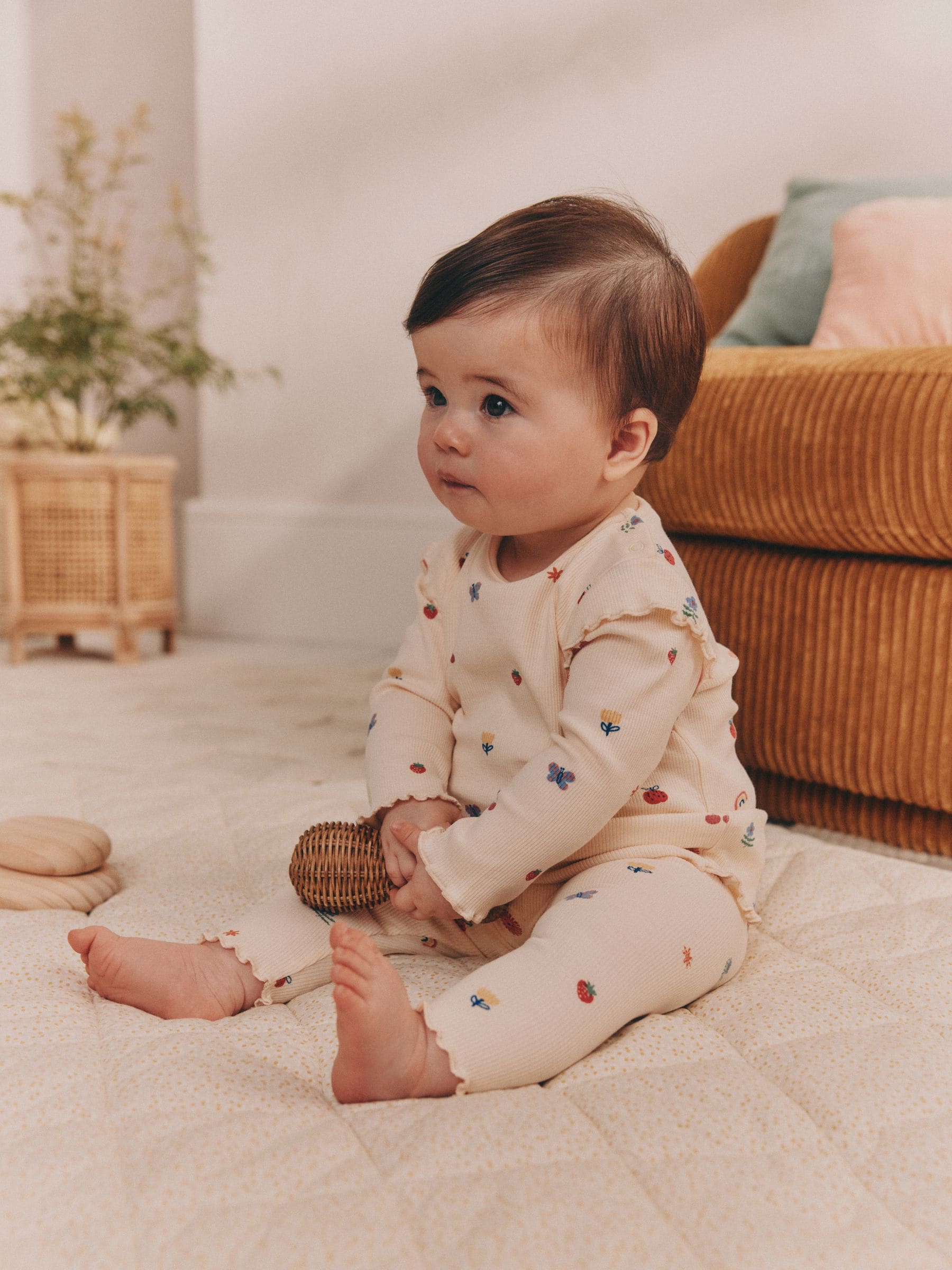 Roomkleurig met vrolijke figuurtjes - Top en Leggings 2 -delige Baby Set (0mnd-2jr)