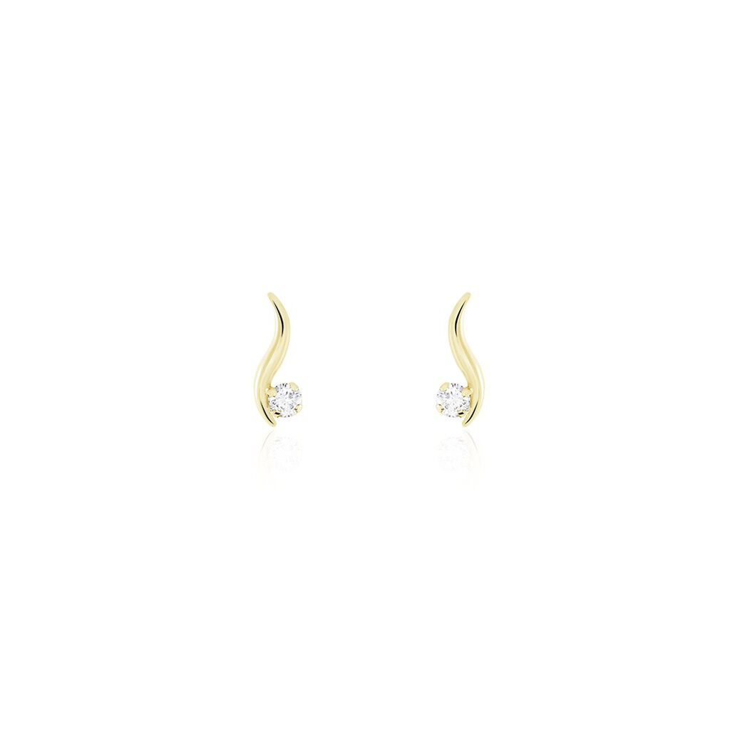Boucles D'oreilles Puces Beryl Virgule Or Jaune Oxyde De Zirconium