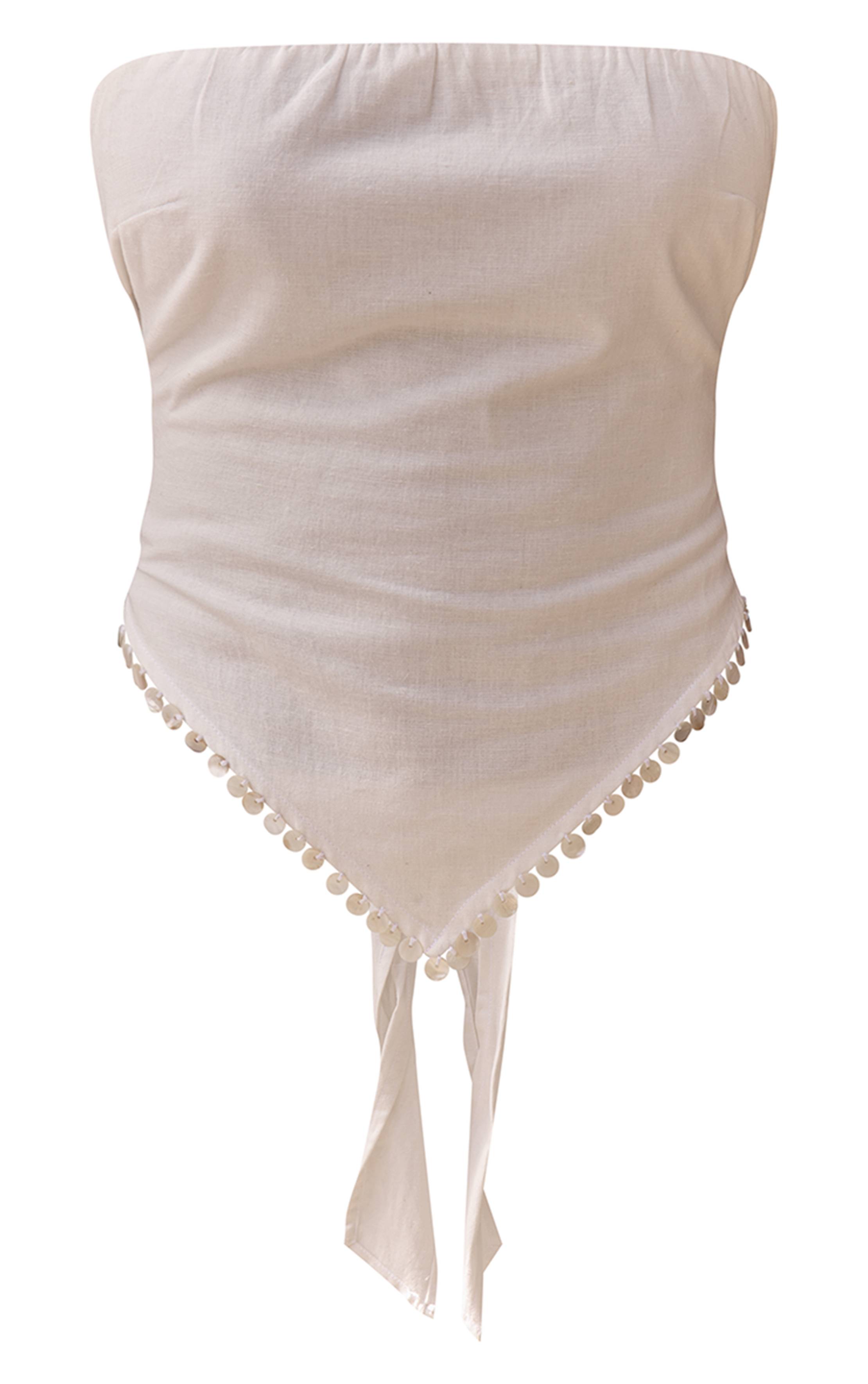 Blanc Top Bandeau À Finitions Mouchoir Assorti