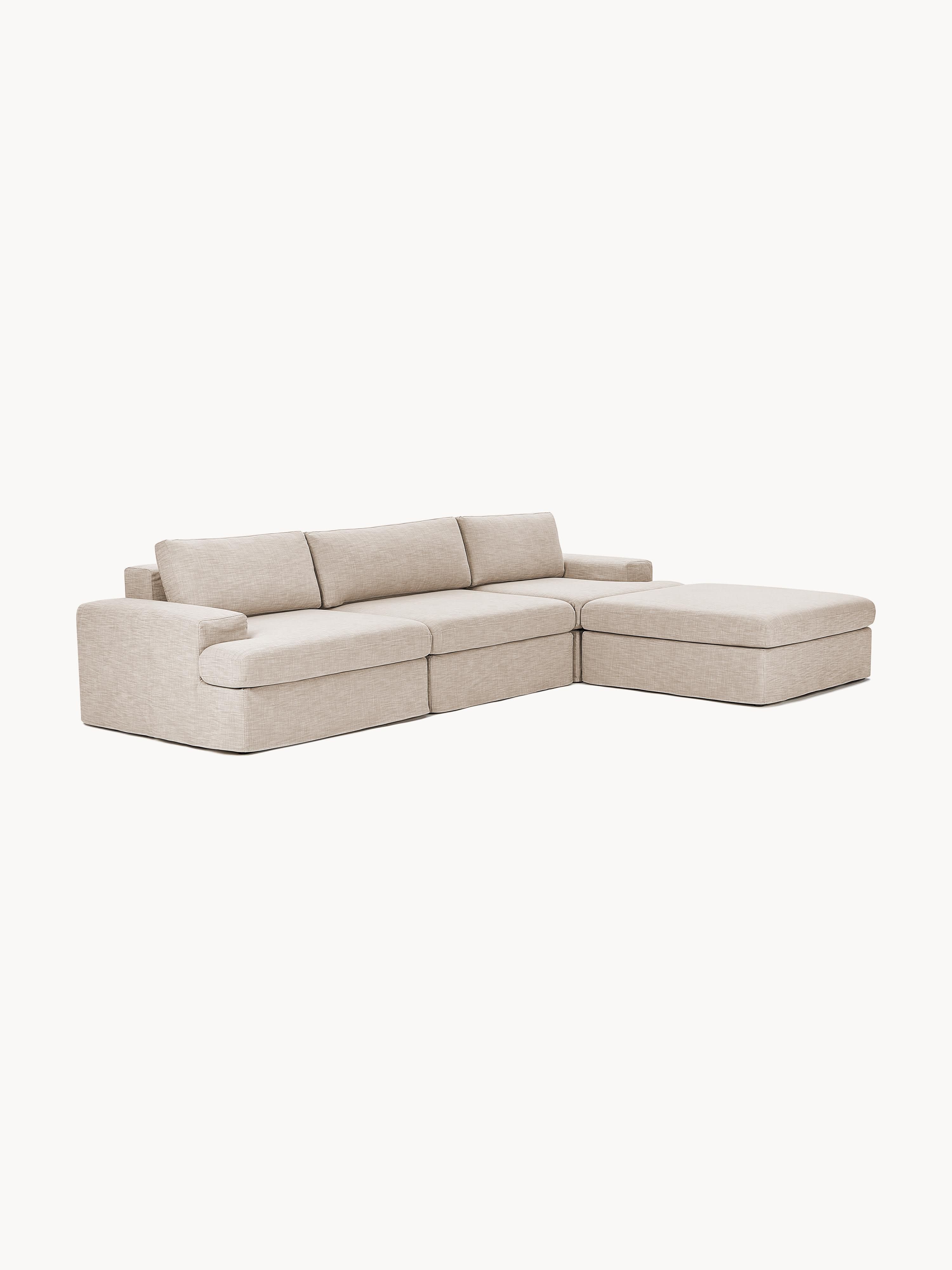 Modulaire bank Russell (4-zits) met poef (links/rechts)