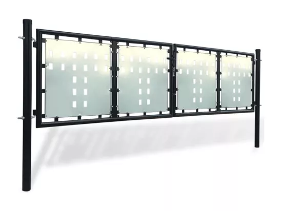 Portail simple de cl?ture Noir 300x125 cm
