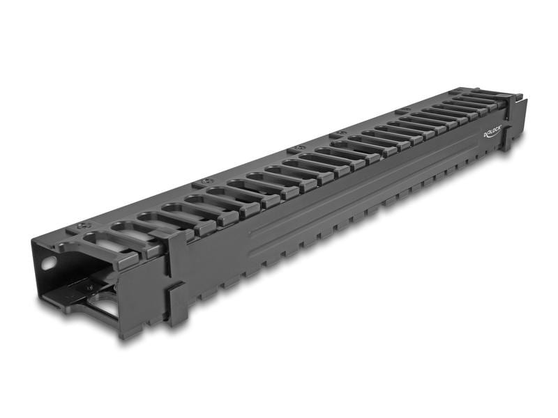 Delock Kabelführungspanel mit 3 Öffnungen 1 HE , Schwarz Delock 19″ Kabelmanagement Rangierpanel mit 3 Öffnungen 1 HE schwarz