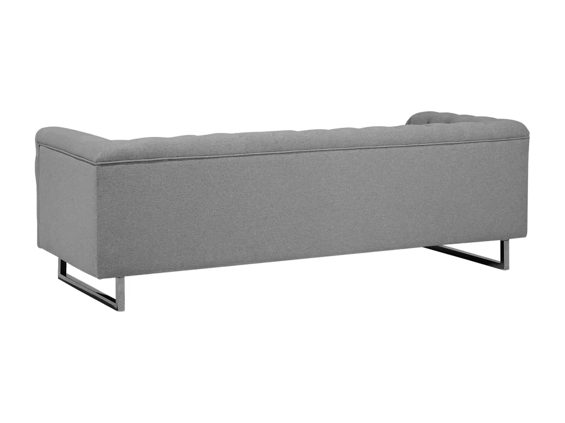 Canapé style Chesterfield en tissu gris clair VISSLAND