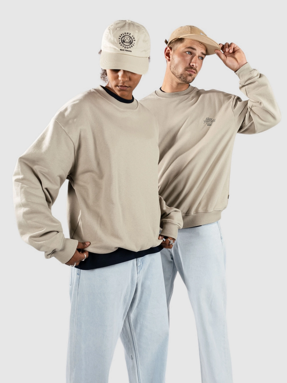 Woodbird Cope Eat Crew Sweater stone