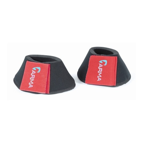 Botas de neoprene ARMA fechadas, vermelhas e pretas, para cavalos.