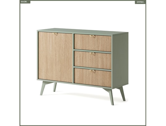 OTITEC - Commode - l.106 x h.80 x p.38 cm - 3 tiroirs - kaori - eucal...