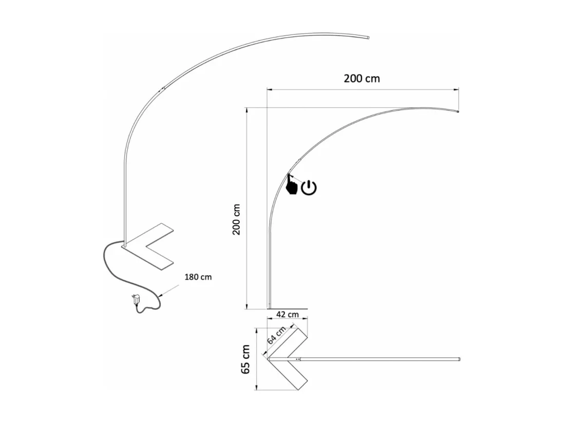 Grand lampadaire LED Dimmable design courbé - Avellino