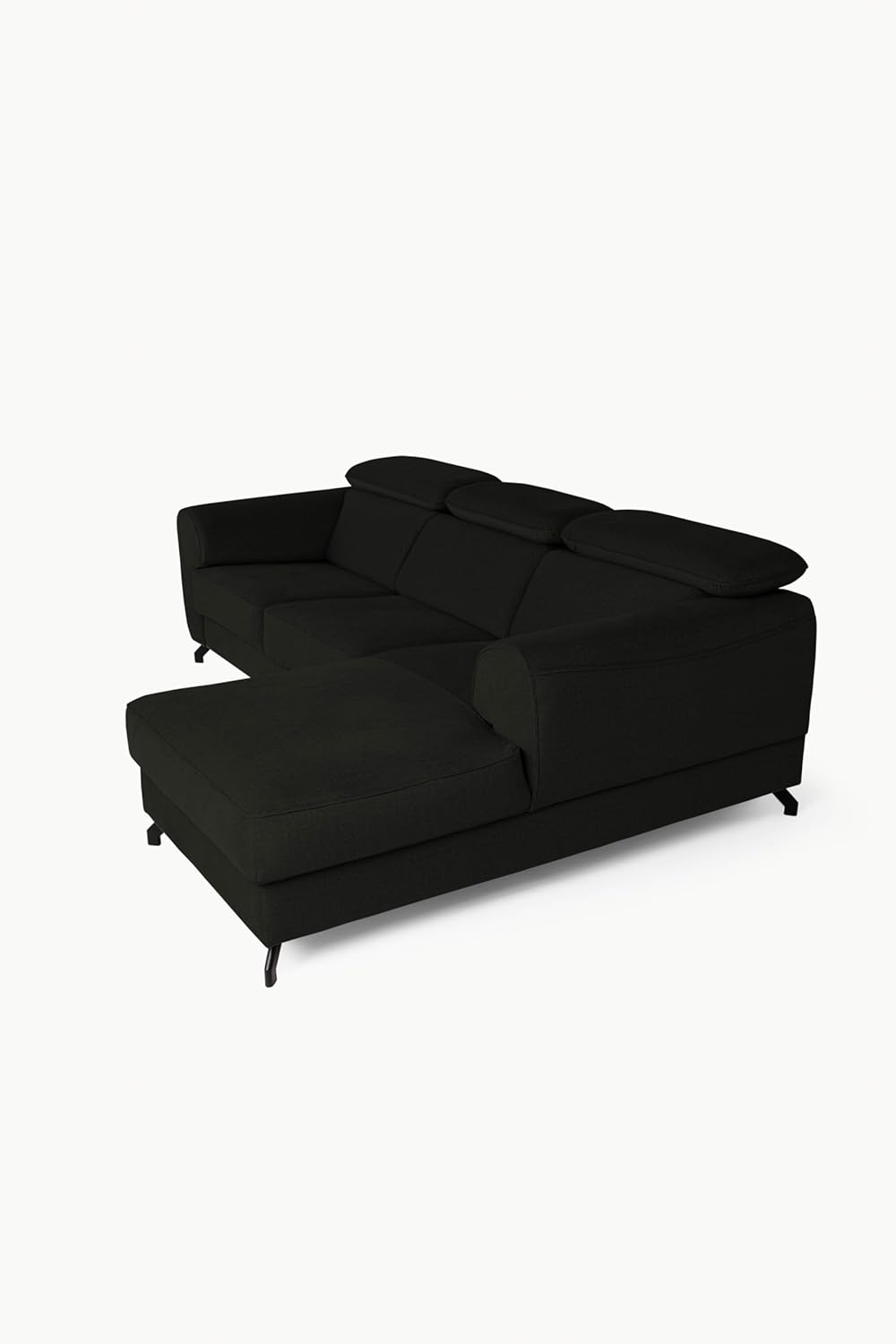 FENIKS Schlafsofa Ecksofa - L-Form - 250 x 172 x 101 cm - Sofa Pflegeleicht - Metallfüße - Rechts Compass Schwarz