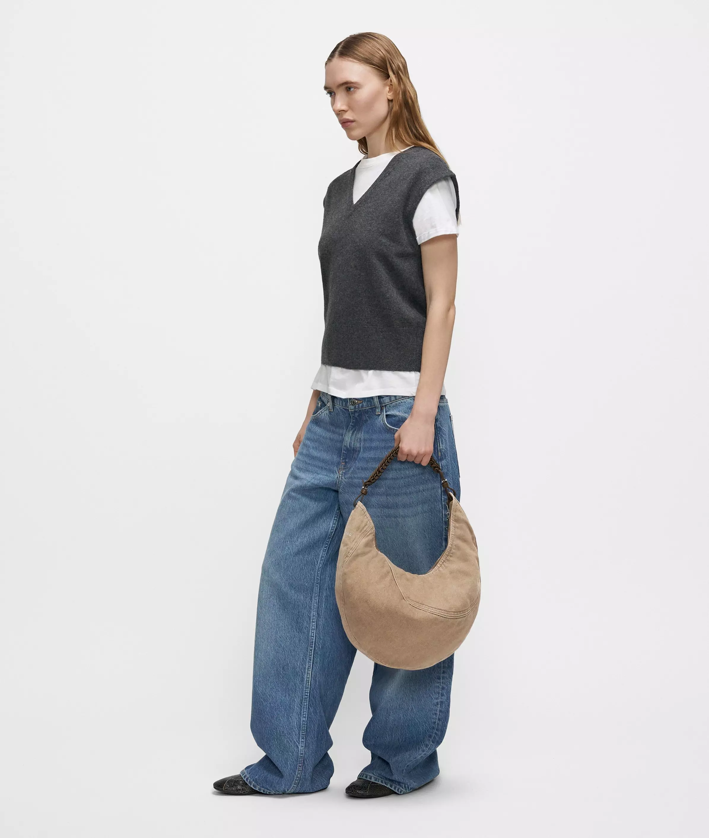 Denim Luna Hobo M Spacious denim hobo bag