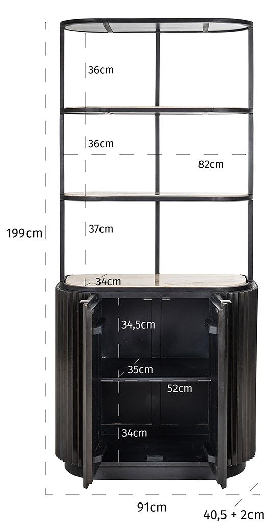 Wandkast 211602 Hampton B91 x D42.5 x H199 cm