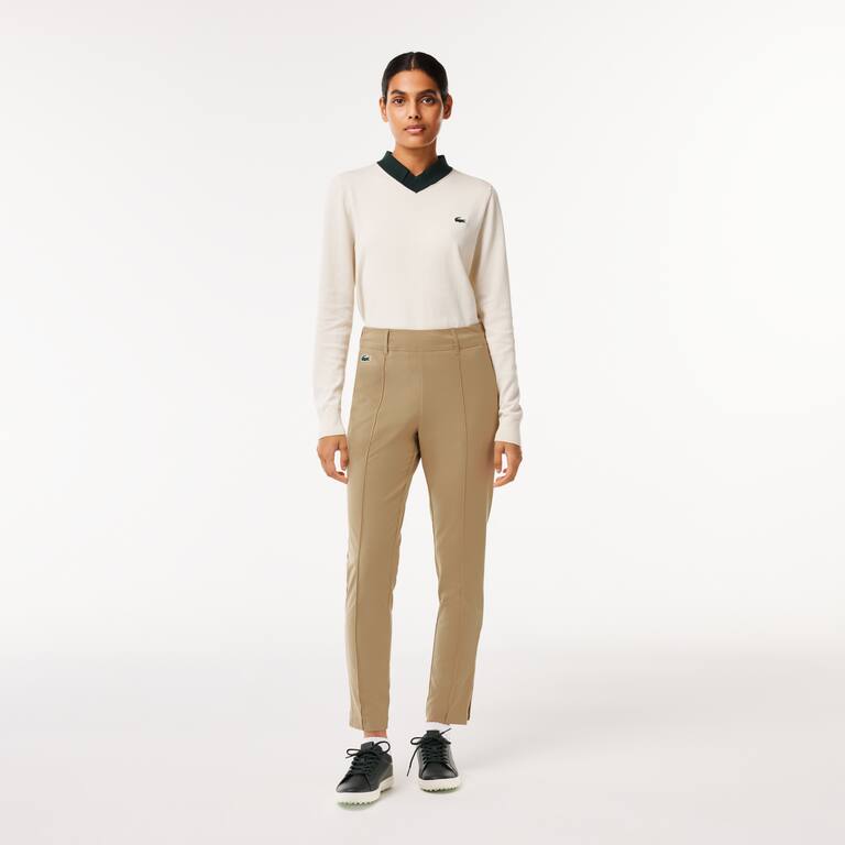 Pantalon femme Golf Lacoste SPORT en taffetas extensible ultra-dry Pantalons & Shorts - Beige - Lacoste - Femme
