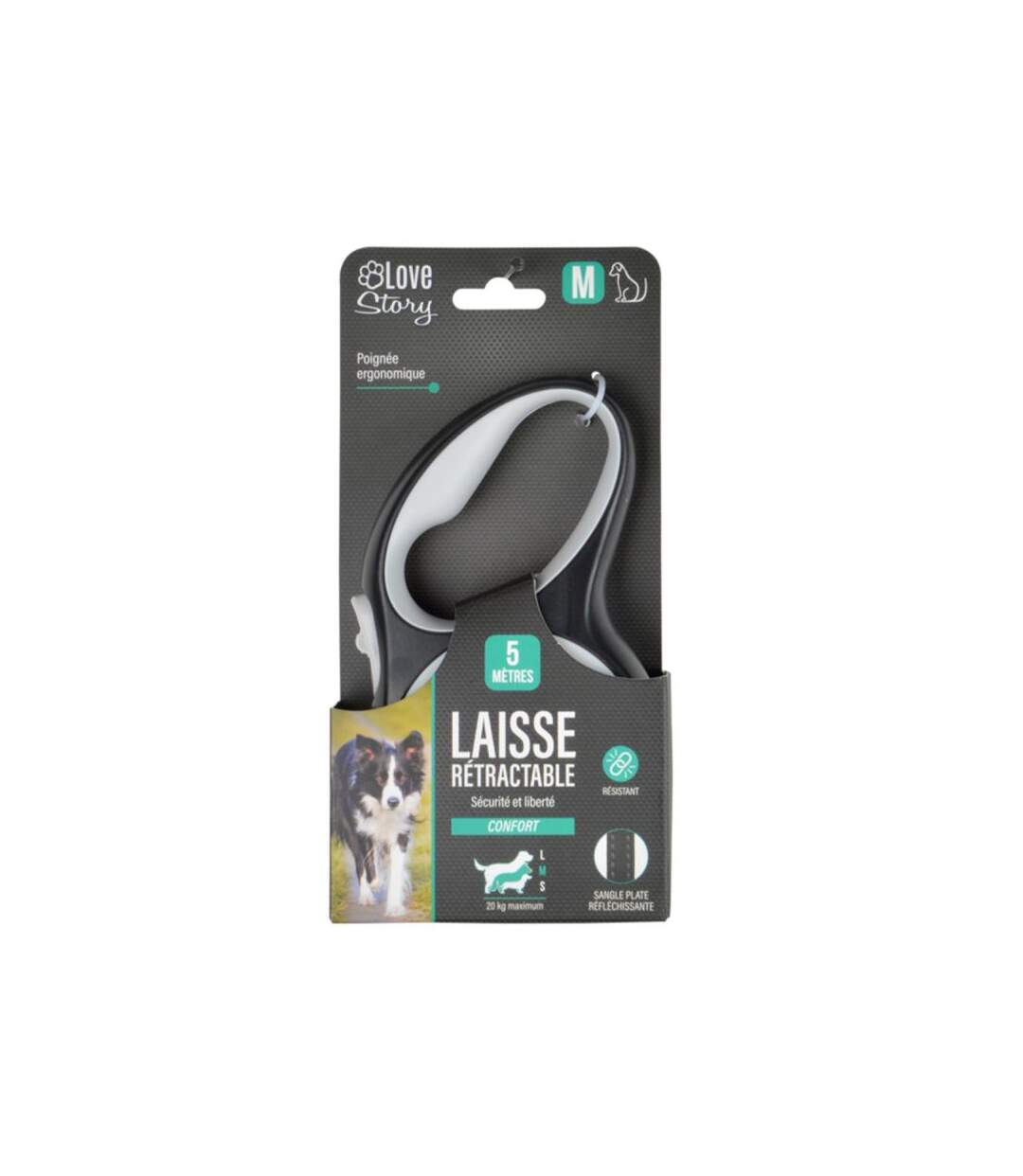 Paris Prix - Laisse Rétractable Chien résistante 17cm Blanc