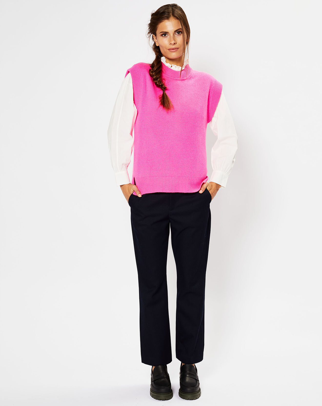 Galeries Lafayette Pull en Laine & Cachemire Solal sans manches rose