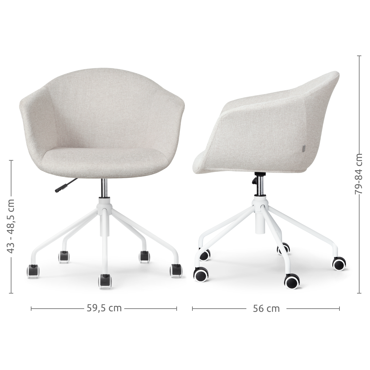 Nolon Nout-Otis Bureaustoel Beige - Armleuningen - Wit