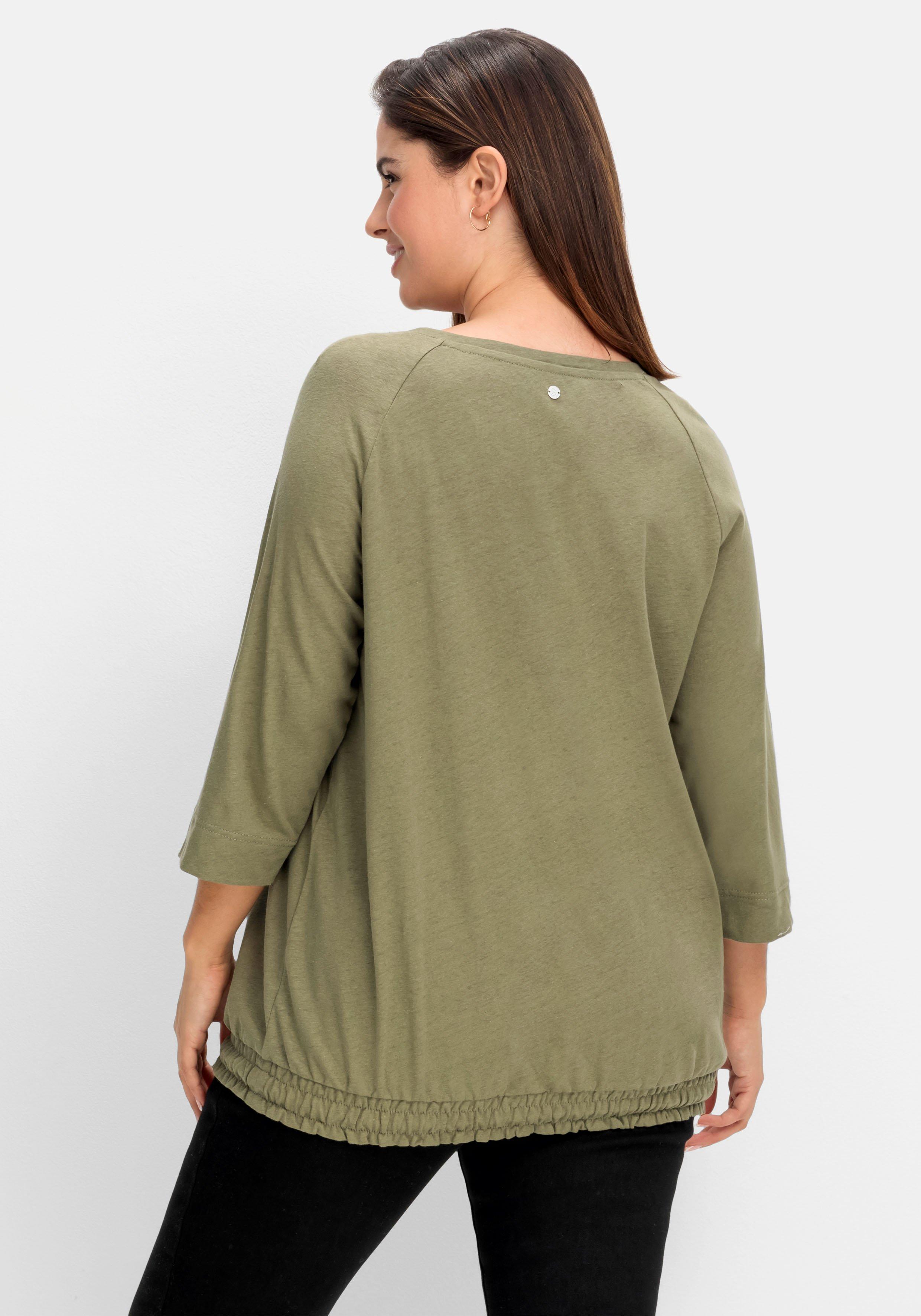 Shirt mit Tunnelzug am Saum, aus Leinen-Mix