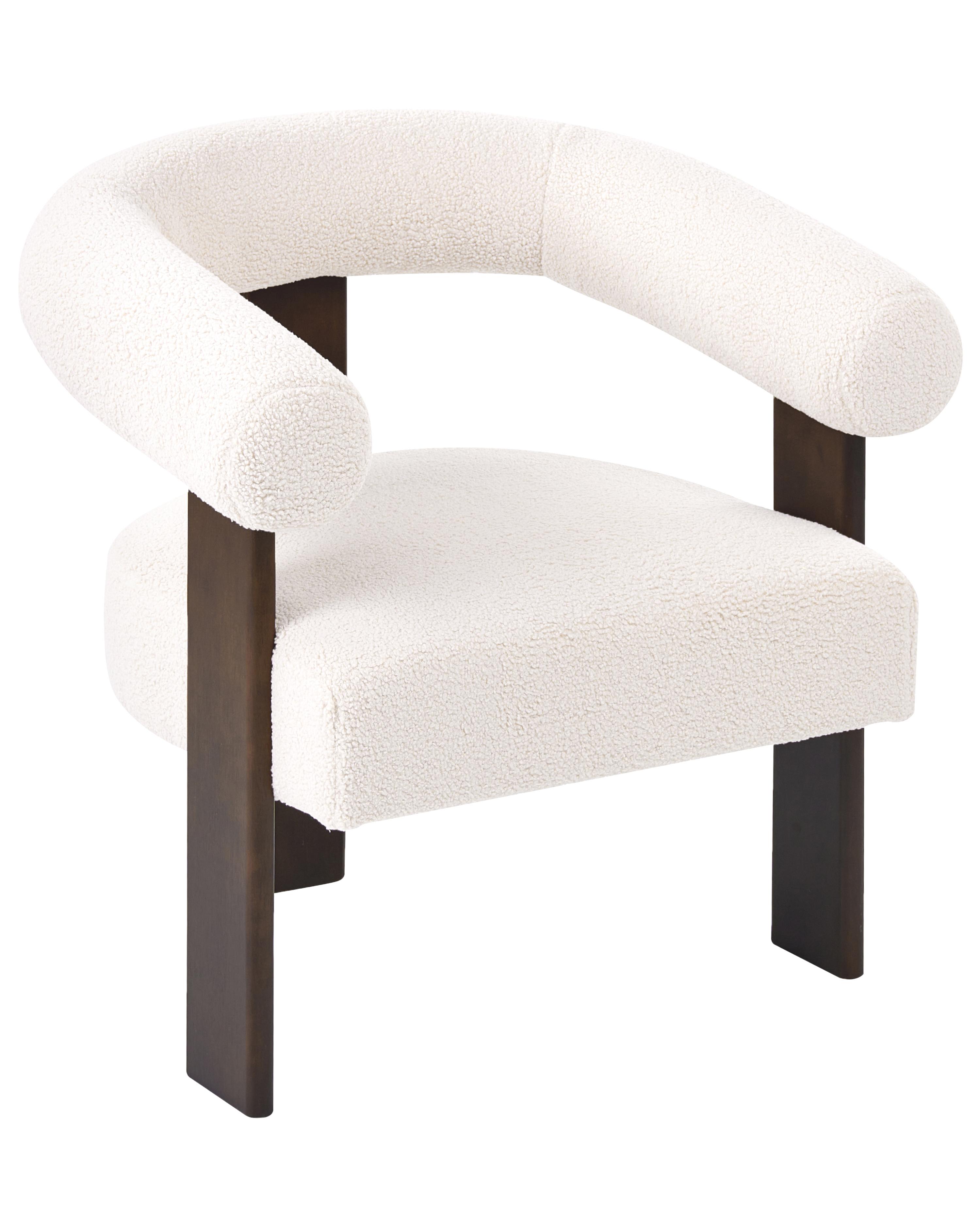Fauteuil ILBRO Bouclé Gebroken wit/donkerbruin