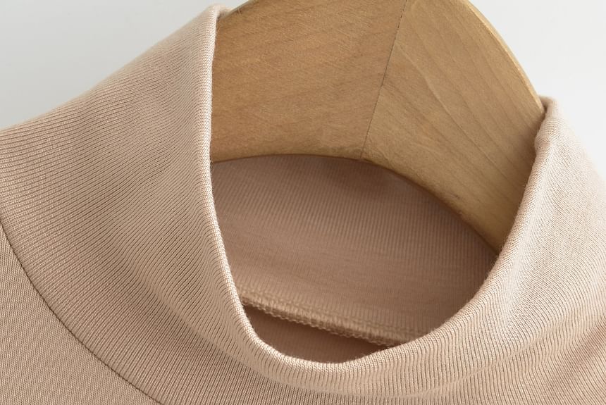 Klevy - Lange mouwen coltrui effen cropped T-shirt
