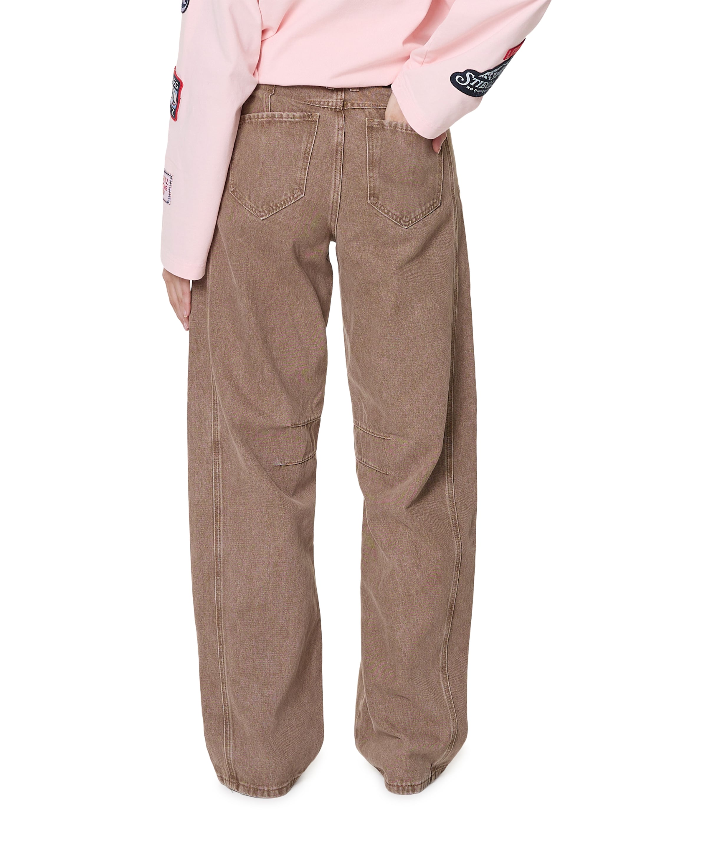 Haute L'Amitié Drew Barrel Panel Tall Camel dames jeans beige