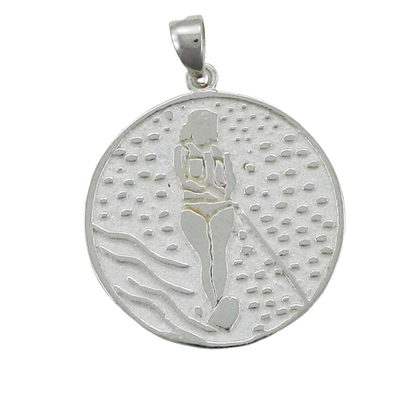 Pendentif skieur nautique - Argent massif