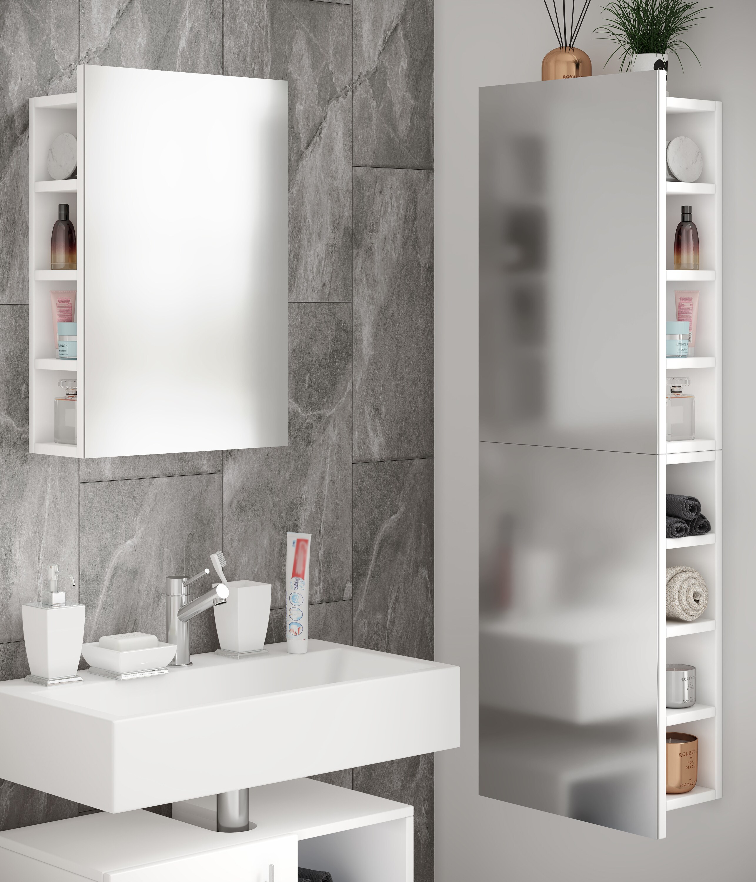 VCM Badspiegel Wandspiegel Hängespiegel Spiegelschrank Badezimmer Flandu L