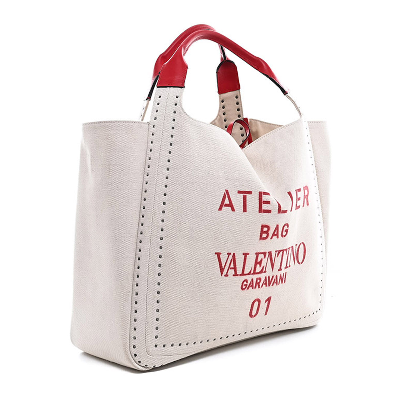 Valentino Sac cabas bandoulière Atelier Garavani en Toile beige - Neuf sans étiquette - L.38 cm