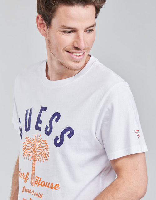 Guess - SURF HOUSE CN SS TEE - Blanc / Bleu / Marine