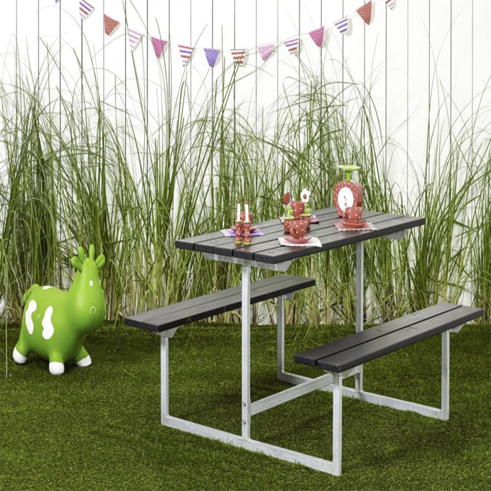 BENKESETT FOR BARN PLUS BASIC BORD/BENKER 110CM SVART