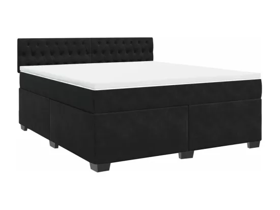 Sommier à lattes de lit avec matelas Noir 180x200 cm Velours