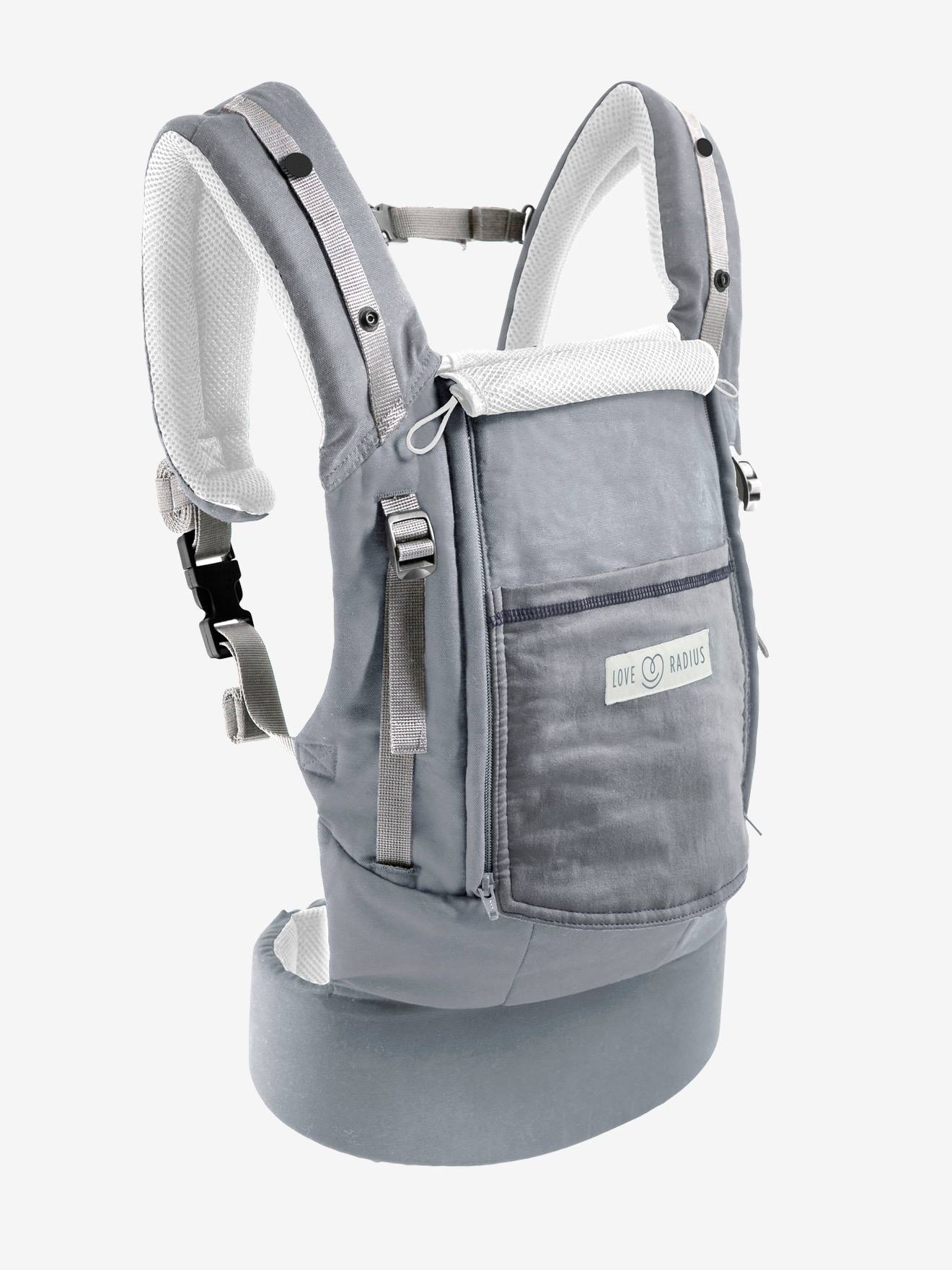 Canguru para bebês Physio Carrier LOVE RADIUS da JE PORTE MON BEBE, cor cinza claro liso
