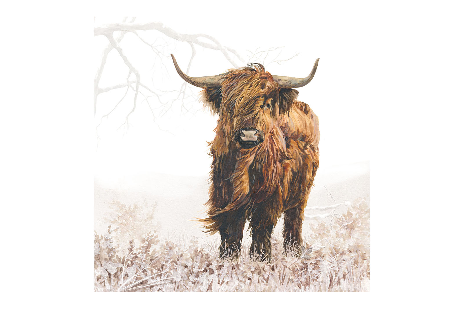 Highlander serviett Hvit med motiv, 33x33 cm. 20 stk.