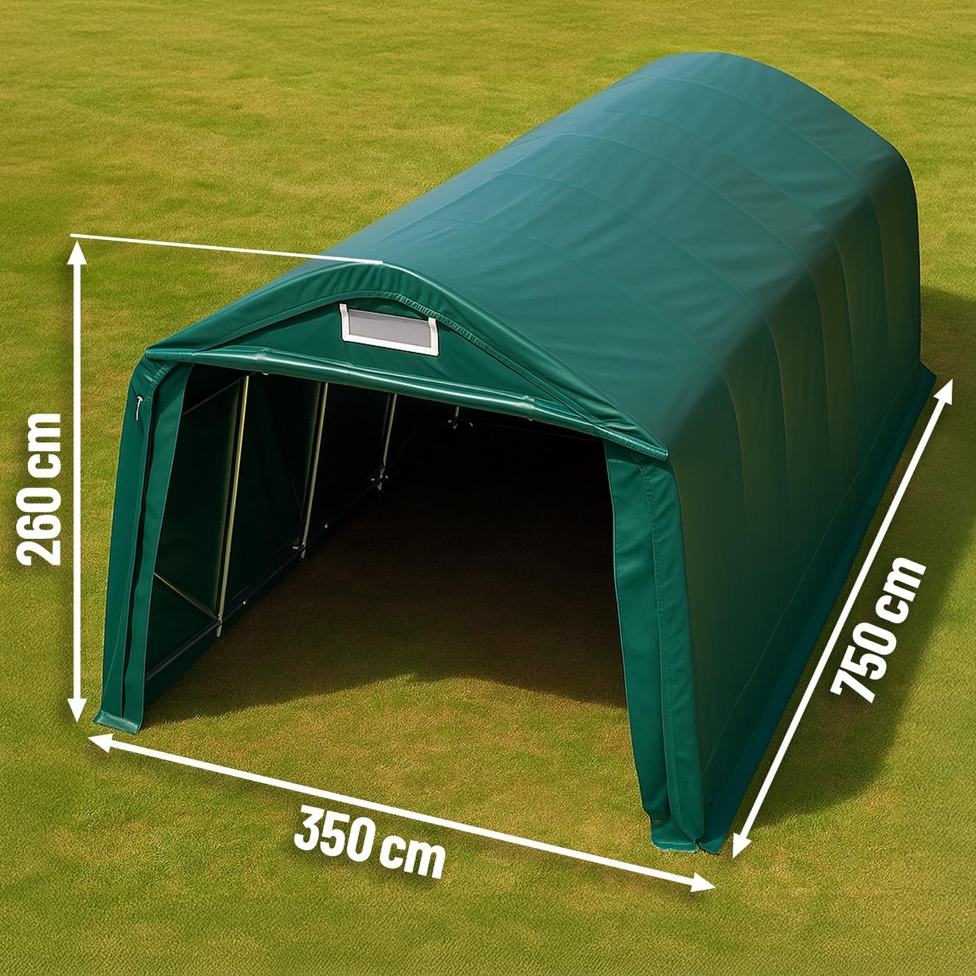 VOSS.farming Lagerzelt XL 7,5 x 3,50 x 2,6m Weidezelt Weideunterstand Zeltgarage Komplettset 280g/m² wasserdicht