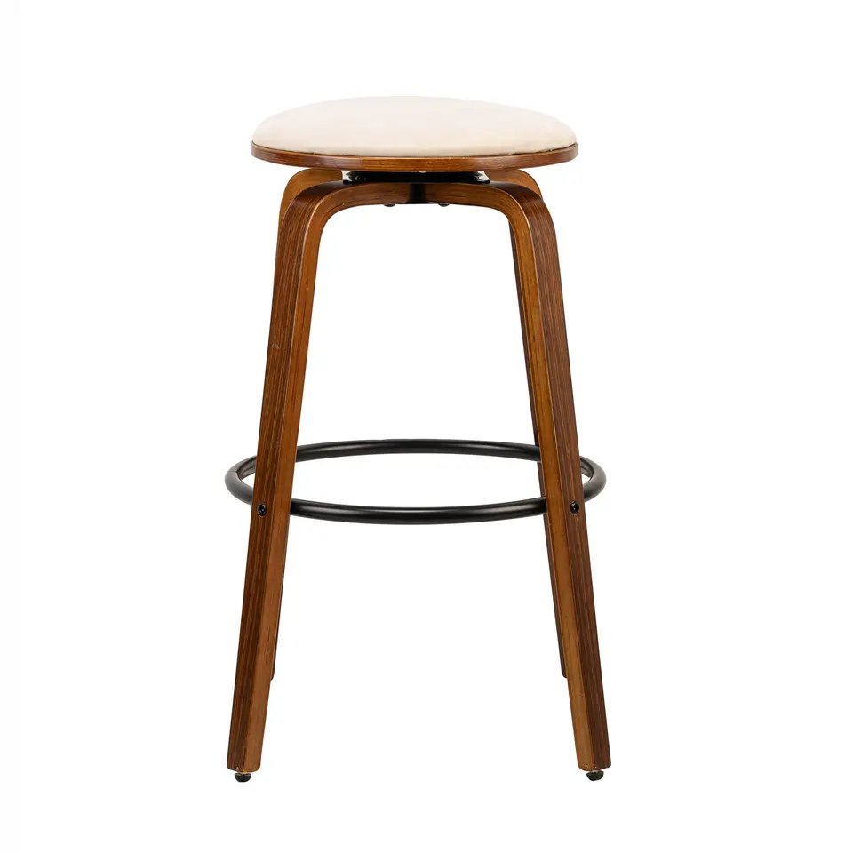 Set van 2 barkrukken in essen en beige fluweel