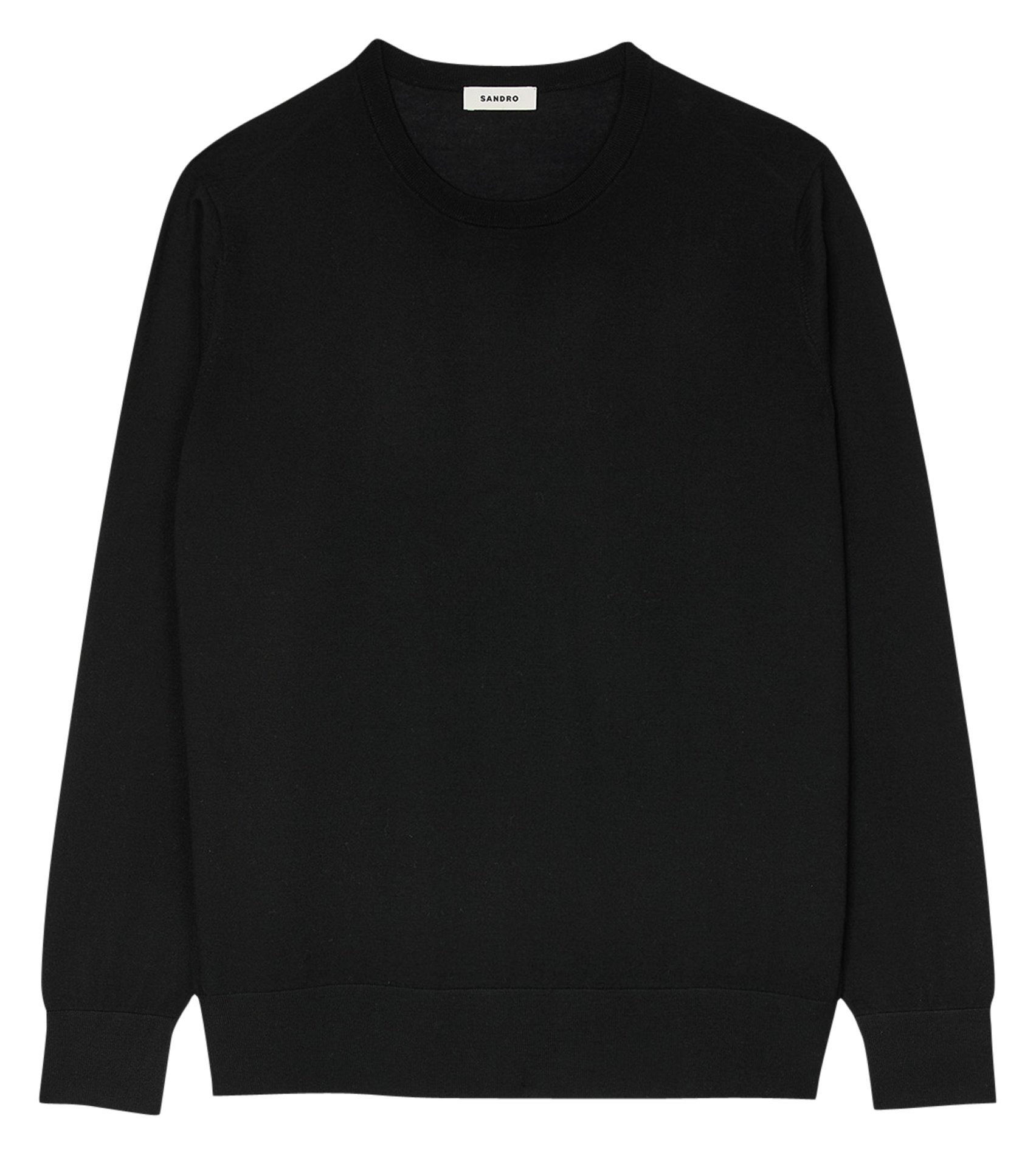 Pull col rond droit en laine | Noir