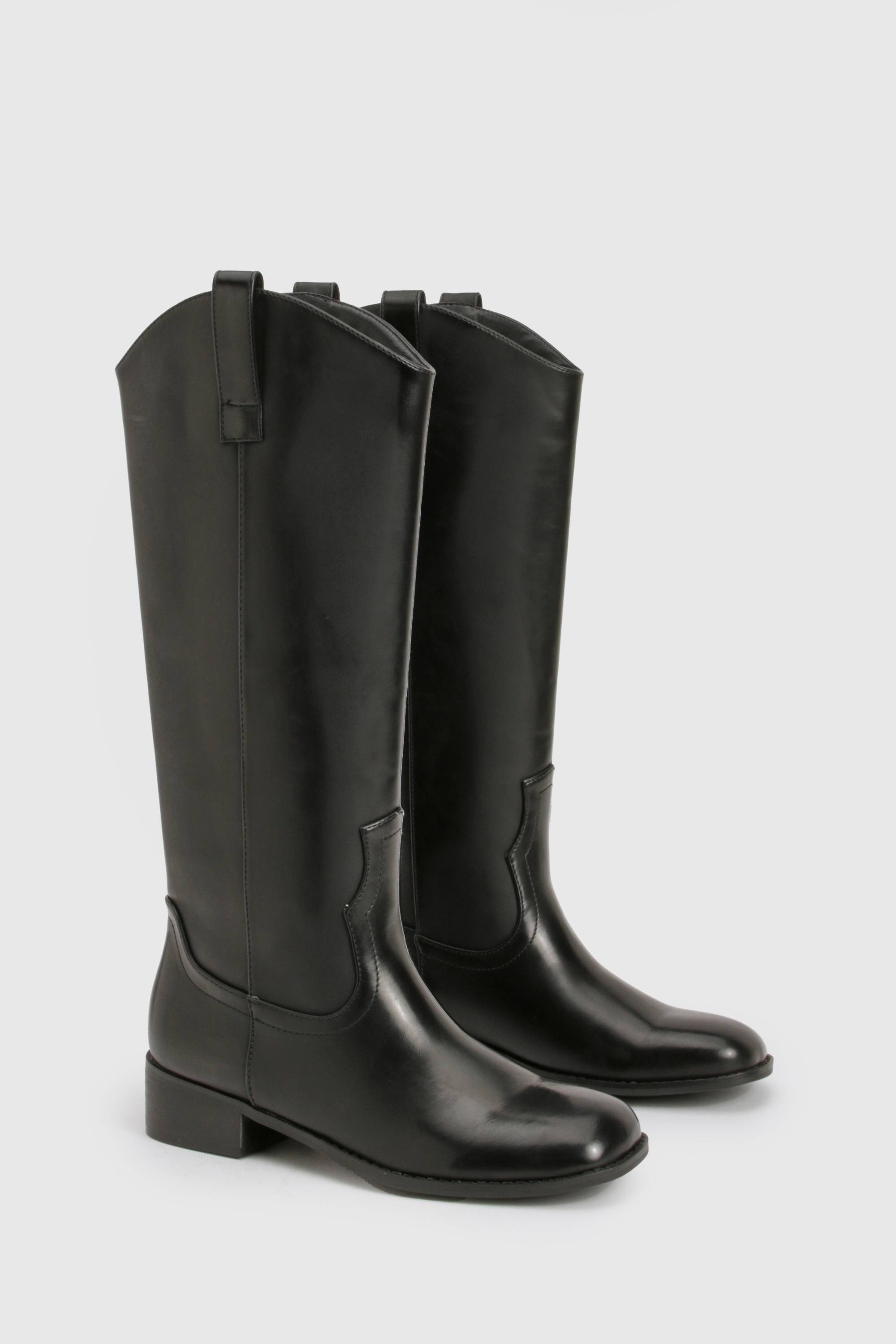 boohoo Bottes de cowboy western épurées à talon bloc effet vieilli
