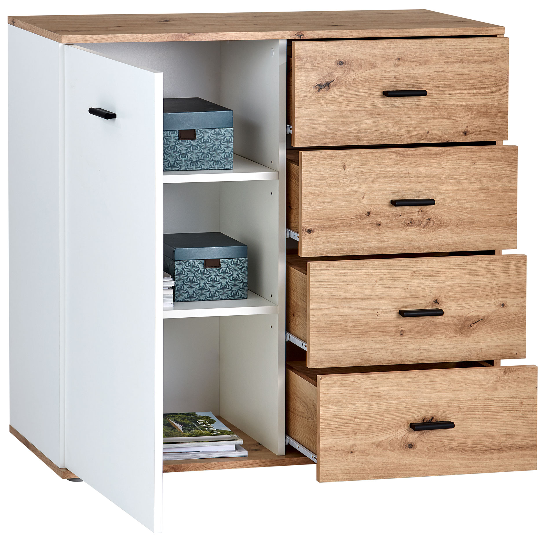 Kommode - Artisan Eiche - weiß - 96 cm