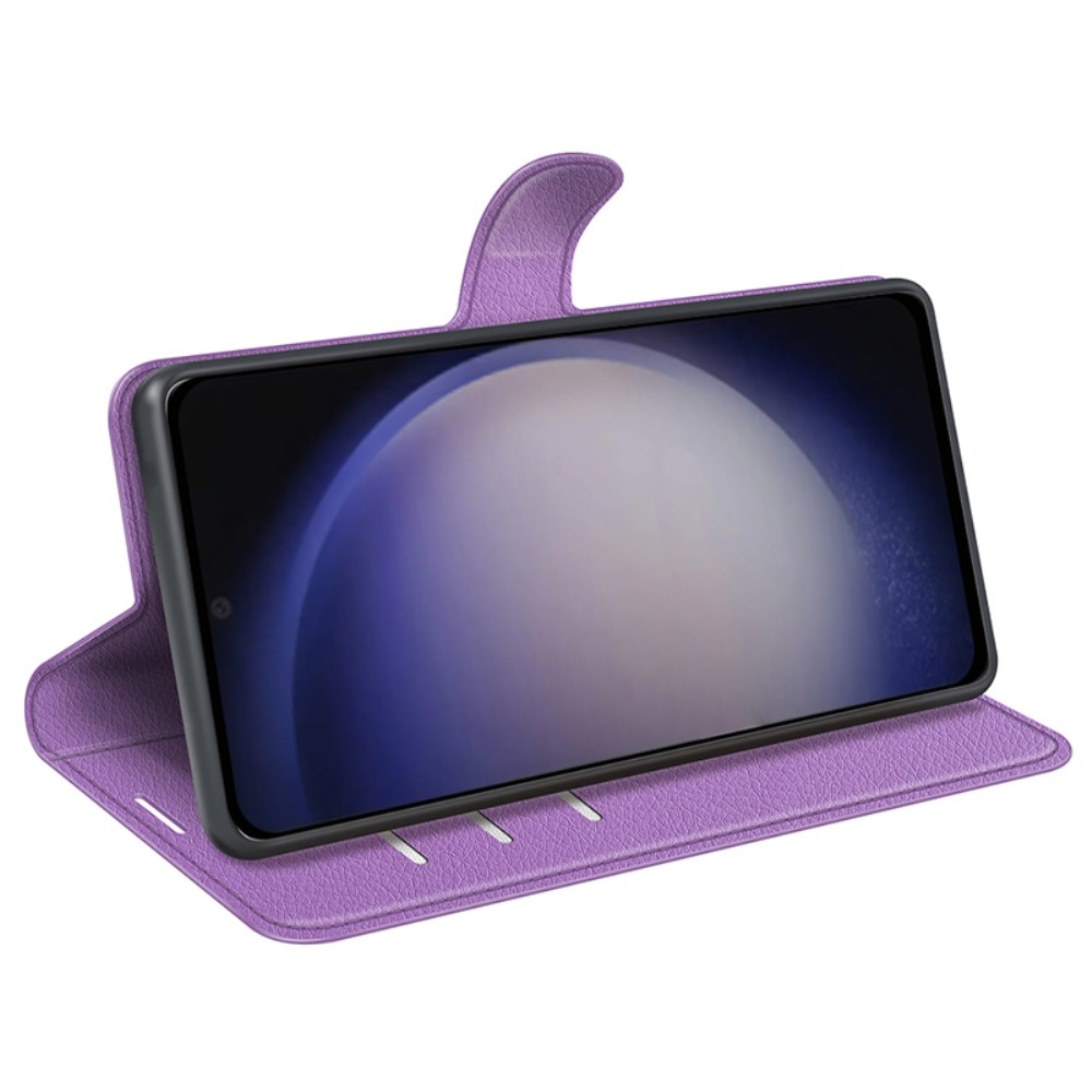 Samsung Galaxy S24 Leder Tasche Flip Cover Litchi Look - Lila
