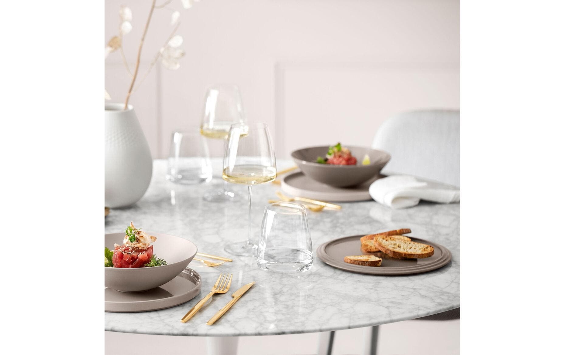 Speise-Service Iconic La Boule 7 Stück, Beige<br>Teller und Schalen Set