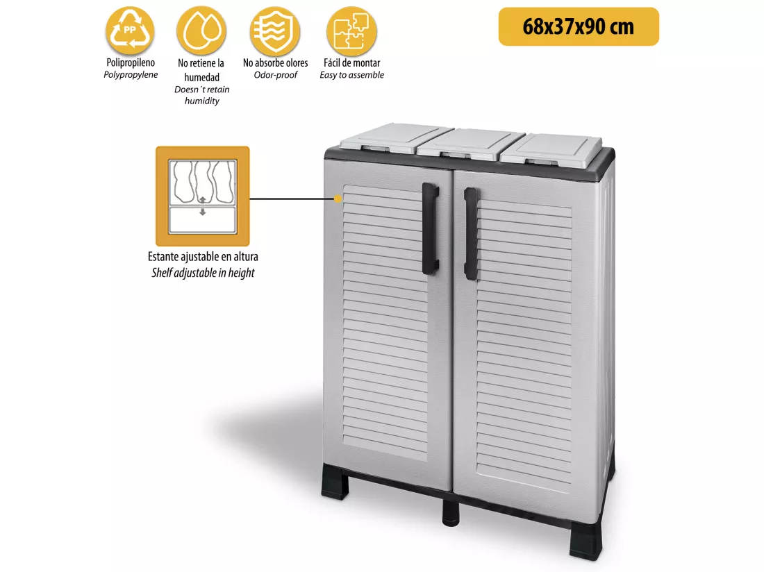 Demi-penderie en polypropylène de l\`éco, ligne pratique pour tirer pleinement parti de l\`espace, l 680 x p370 x h 900 mm.