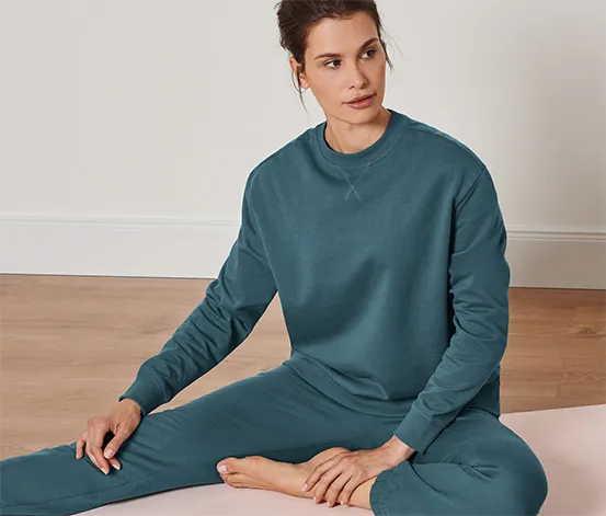 Oversized Yogasweatshirt, dunkelsmaragdgrün