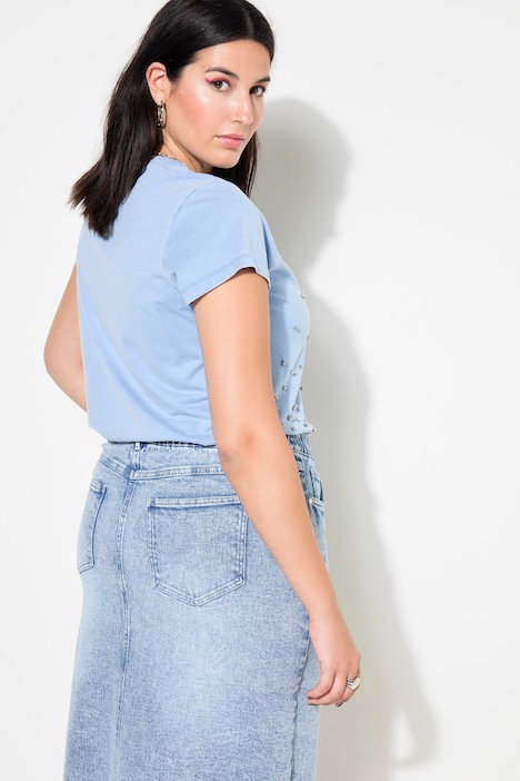 T-Shirt, Classic Shape, Vintage Look, Strass