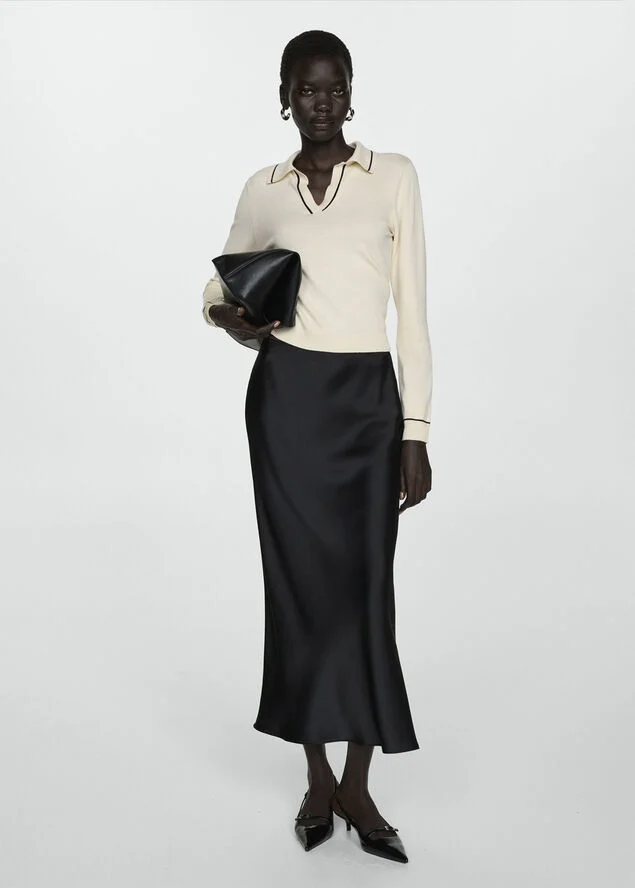 MANGO Knitted polo neck sweater Light beige