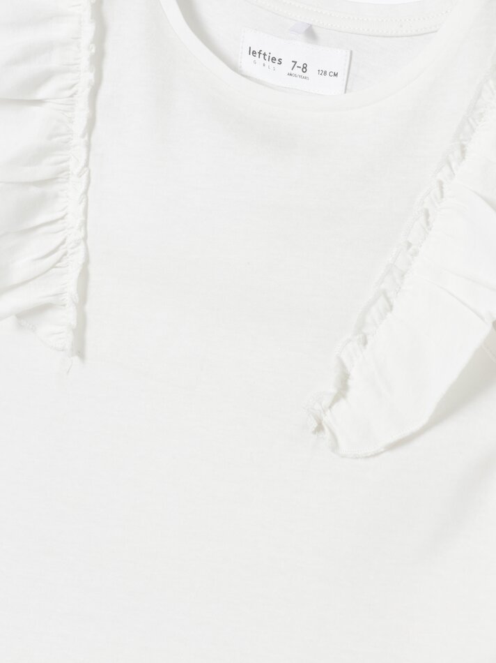 Camiseta com babados - Off-White