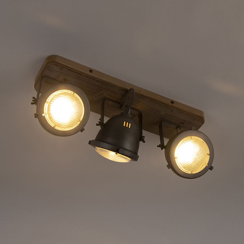 Smart spot staal met hout kantelbaar incl. 3 WiFi GU10 - Emado