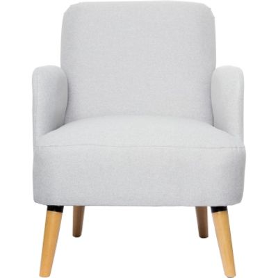 Fauteuil d'accueil BROOKS avec accoudoirs - pieds en hêtre massif - gris clair