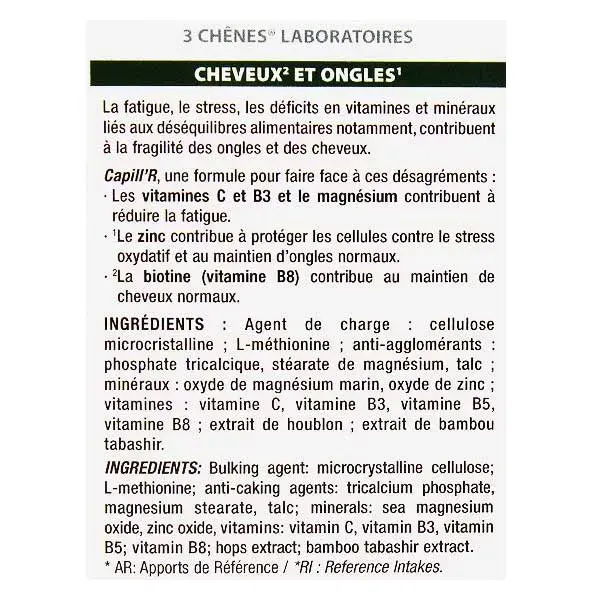 Les 3 Chênes Beauty Nails & Hair Capill'R Cabelo e Unhas 30 comprimidos
