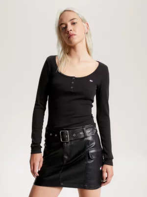 Camiseta Henley de manga comprida com corte slim